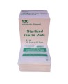 Sterile gauze pads, 4 x 4 in, 100/box.