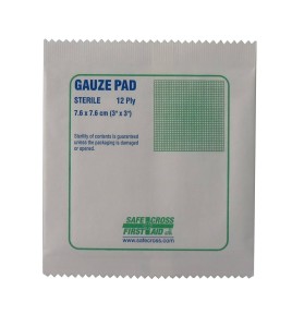 Sterile gauze pads, 3 x 3 in, 25/box.