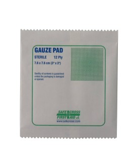 Sterile gauze pads, 3 x 3 in, 100/box.