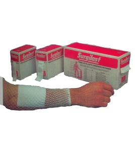 Surgilast tubular elastic bandage, latex-free, size 3 (medium hand, arm, leg, foot).