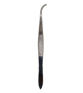 Curved splinter tweezers, 4 1/2 in (11.4 cm).