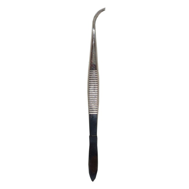 Curved splinter tweezers, 4 1/2 in (11.4 cm).