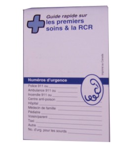 Livret de premiers soins bilingue pour trousses de premiers soins.