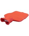 Red rubber hot water bottle for heat therapy, capacity 2 liters (0.55 US gallons).