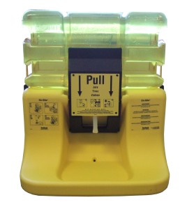 Bradley portable gravity-fed eyewash station, 7 gallons (26.5 L), certified ANSI Z358.1-2009.