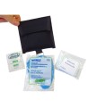 CPR kit (facial shield, gloves, towelette) in a belt pouch with key ring.