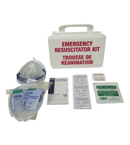 CPR (resuscitation) kit in a plastic case.