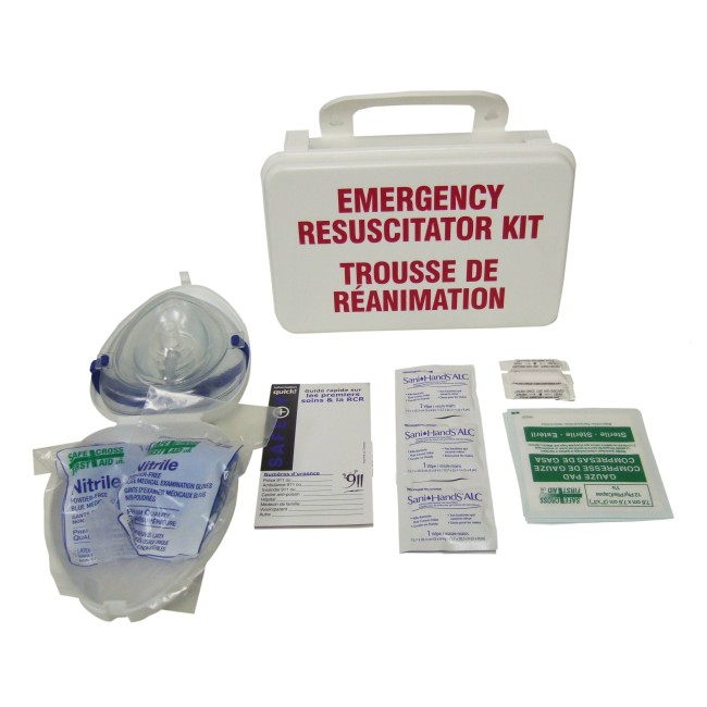 CPR (resuscitation) kit in a plastic case.