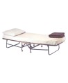 Folding bed cot with mattress and casters, 76 x 188 x 41 cm (30 x 74 x 16 in).