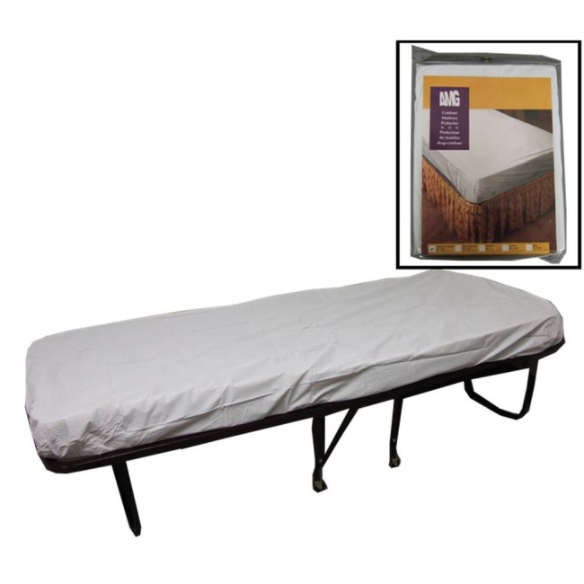 Couvre-matelas housse en vinyle blanc, pour lit d'une place.