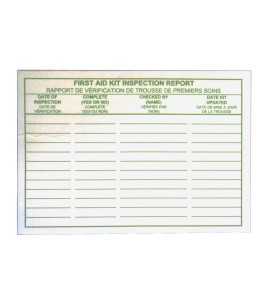 Adhesive first aid kit inspection report cards, 25/pkg.