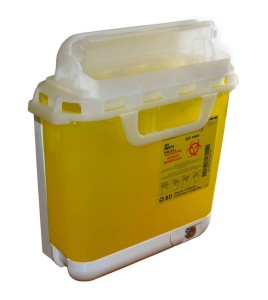 Contenant pour déchets tranchants ou piquants avec support mural, 5,1 L (1,3 gallon US).