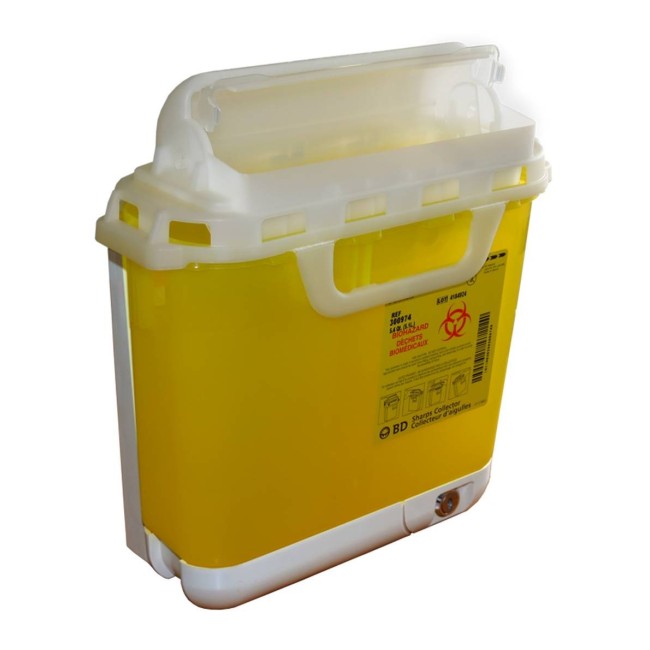 Contenant pour déchets tranchants ou piquants avec support mural, 5,1 L (1,3 gallon US).