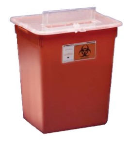 General purpose large volume sharps waste container, 37.8 liters (10 US gallons).