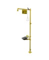 Bradley combination emergency shower and eyewash with steel bowl, certified ANSI Z358.1-2009.