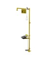 Bradley combination emergency shower and eyewash with steel bowl and pedal, certified ANSI Z358.1-2009.