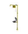 Bradley combination emergency shower and eyewash with steel bowl and dust cover, certified ANSI Z358.1-2009.