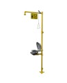 Bradley combination emergency shower and eye/face wash with steel bowl and dust cover, certified ANSI Z358.1-2009.