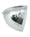 Acrylic quarter dome convex mirror, for installation indoors in a 90-degree corner.