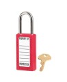 Non-conductive red padlock with Xenex® lock body ,high security, 6-pin tumbler cylinder, compliance with OSHA.