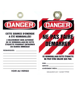 Plastic french tags ne pas faire démarer (Do not start), pack of 5 units.