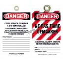 Plastic french tags ne pas faire démarer (Do not start), pack of 5 units.