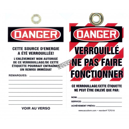 Plastic french tags Ne pas faire fonctionner (do not operate), pack of 5 units