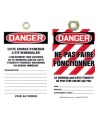 Plastic french tags Verrouillé ne pas faire fonctionner (locked do not operate). Pack of 5 units. 