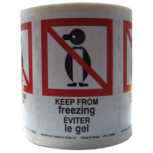 Stickers " KEEP FROM FREEZING" 2.5  in X 4 in, rolls of 500. Allows you to pay attention to the package during winter periods.