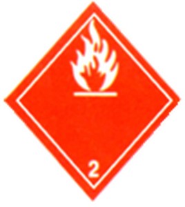 Flammable Gas label, 4 in X 4 in, rolls of 500. Use under WHMIS procedures.