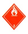 Flammable Gas label, 4 in X 4 in, rolls of 500. Use under WHMIS procedures.