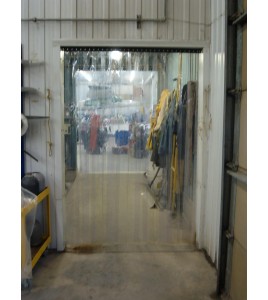 Clear vinyl 6 in overlap, 12 in. X 80 mil, to isolate the cold and dust, sold by square foot.