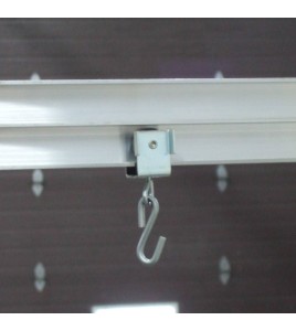 Roller for track of curtain, nylon castors with S hook, riveted castor to steel frame.