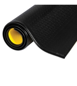 Ergonomic black carpet Wear-Bond Tuff-Spun black carpet, 3/8 in, made of PVC sponge, for comfort at a low price.