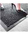 Chevron entrance carpet, 5/16 in made of charcoal gray polypropylene.