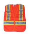 Fluorescent orange safety vest, adjustable M-XXL, CSA Z96 class 2, 100% polyester, 4 pockets.