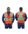 Fluorescent orange safety vest, adjustable M-XXL, CSA Z96 class 2, 100% polyester, 4 pockets.