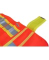 Fluorescent orange safety vest, adjustable M-XXL, CSA Z96 class 2, 100% polyester, 4 pockets.