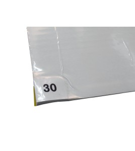 White tacky mat with 120 polyethylene disposable tacky sheets. Cleans shoe soles. 18"x 45”. 4 x 30 sheets.