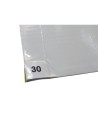 White tacky mat with 120 polyethylene disposable tacky sheets. Cleans shoe soles. 18"x 45”. 4 x 30 sheets.