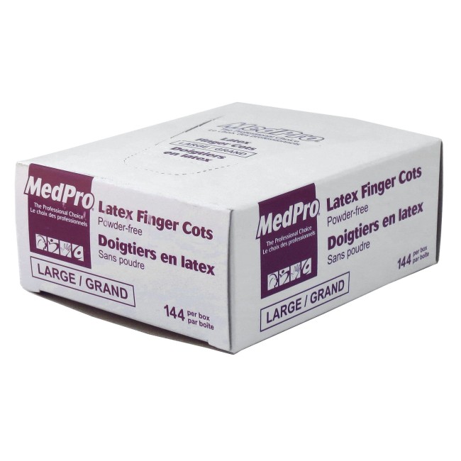 Latex finger cots, large, 288/box.