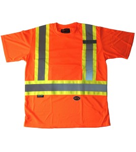 Orange traffic polyester t-shirt, CSA Z96-09, class 2 level 2