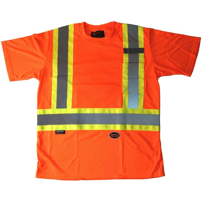 Orange traffic polyester t-shirt, CSA Z96-09, class 2 level 2