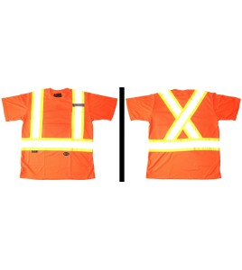 Chandail de signalisation en polyester orange CSA Z96-09, classe 2 niveau 2