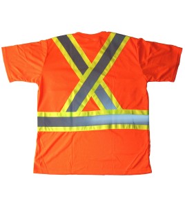 Orange traffic polyester t-shirt, CSA Z96-09, class 2 level 2