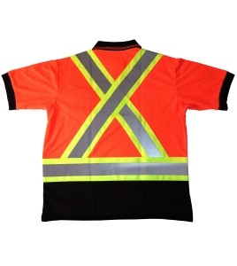 Chandail de signalisation orange de style Polo, CSA Z96-09, classe 2 niveau 2