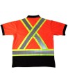 Chandail de signalisation orange de style Polo, CSA Z96-09, classe 2 niveau 2