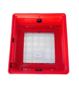 CATO™ red HDPE manual pull station cover with acrylic window, for flush-mounted pull stations.