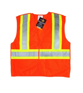 Fluorescent orange safety vest, CSA Z96 class 2, 100% polyester