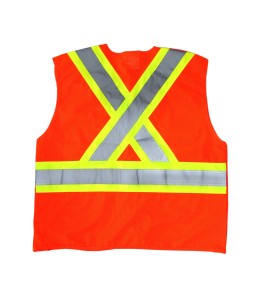 Fluorescent orange safety vest, CSA Z96 class 2, 100% polyester